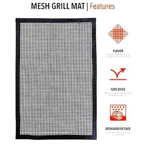 Mess Grilling Mat for Gas, Oven, BBQ, Smokers - Reusable Environmental Friendly